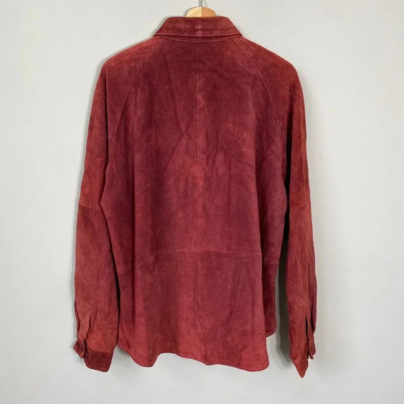 Vintage Hunt Club Women's XL Long Sleeve 100% Leather Suede Button Up Jacket Red - Picture 10 of 15